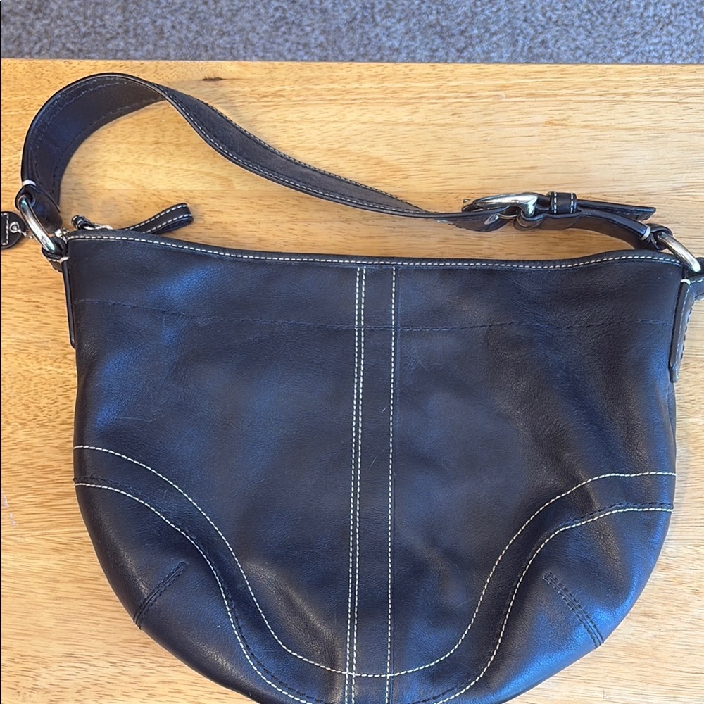 Coach Black Leather Shoulder Bag with Crescent Silhouette